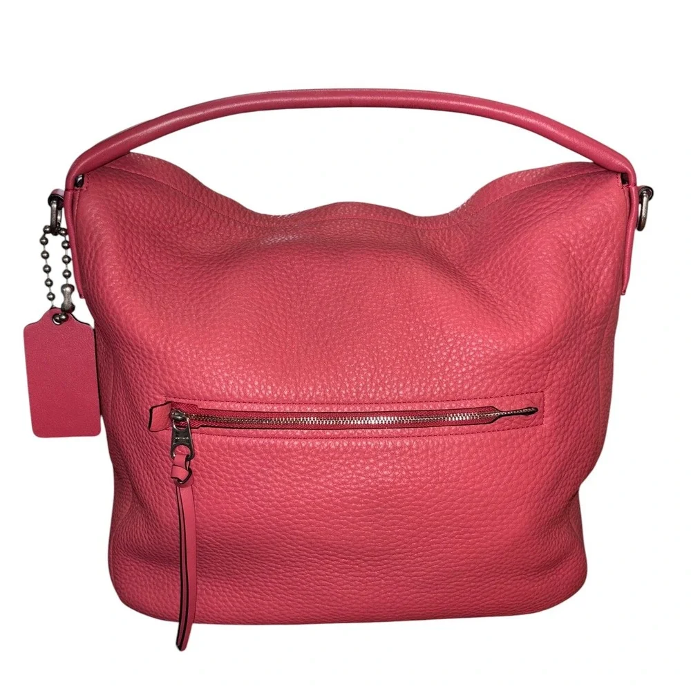 Coach Bleecker Sullivan Hobo F31623 Pebbled Leather Pink Coral Shoulder Bag L